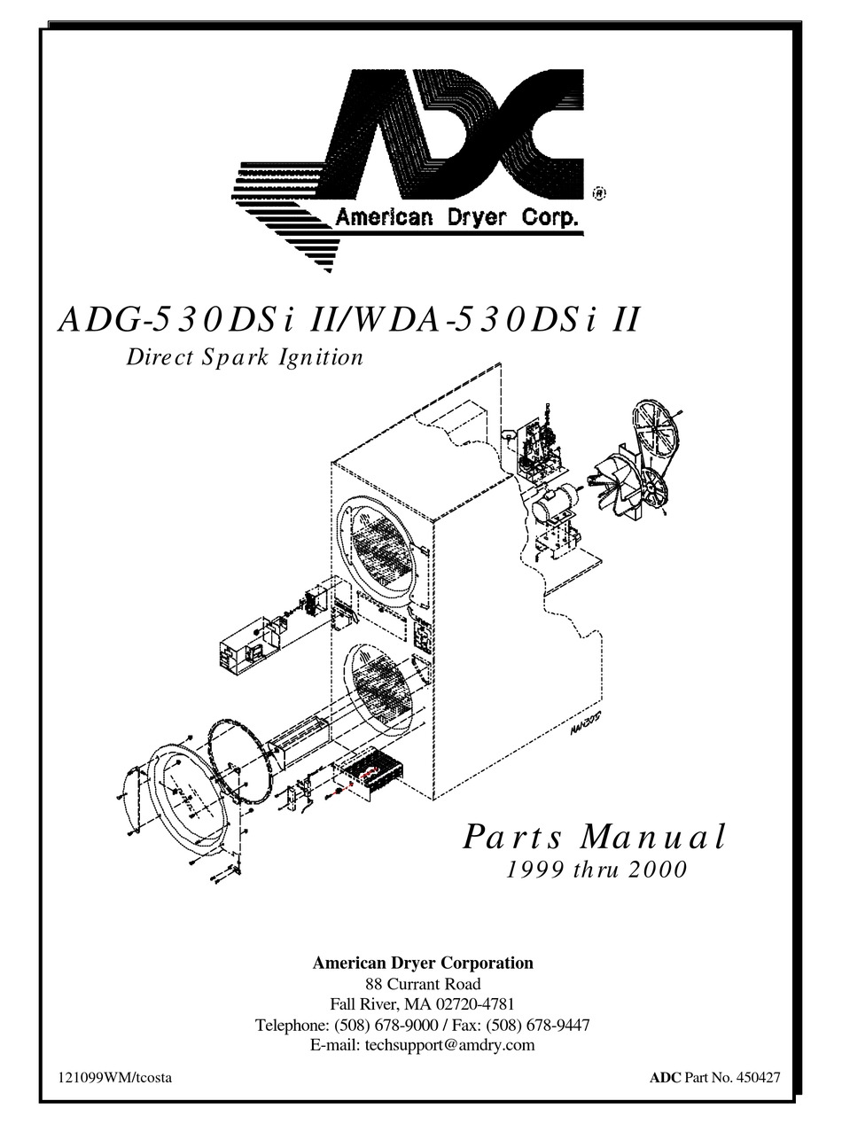 AMERICAN DRYER CORP. DIRECT SPARK IGNITION ADG530DSI II PARTS MANUAL