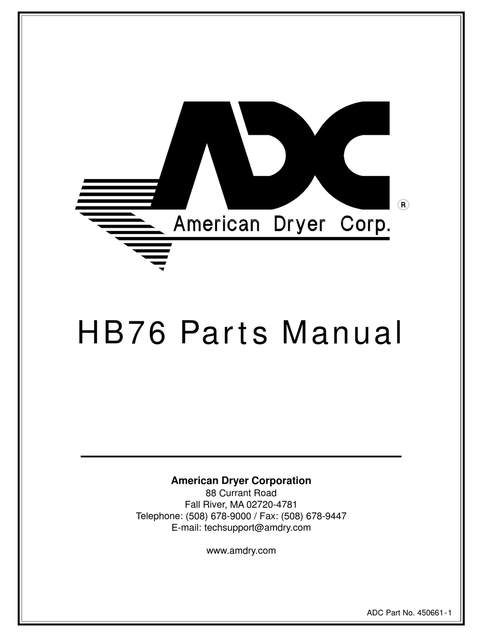 AMERICAN DRYER CORP. HB76 PARTS MANUAL Pdf Download ManualsLib
