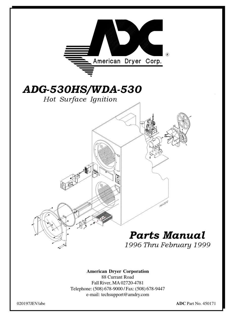 AMERICAN DRYER CORP. HOT SURFACE IGNITION ADG530HS PARTS MANUAL Pdf