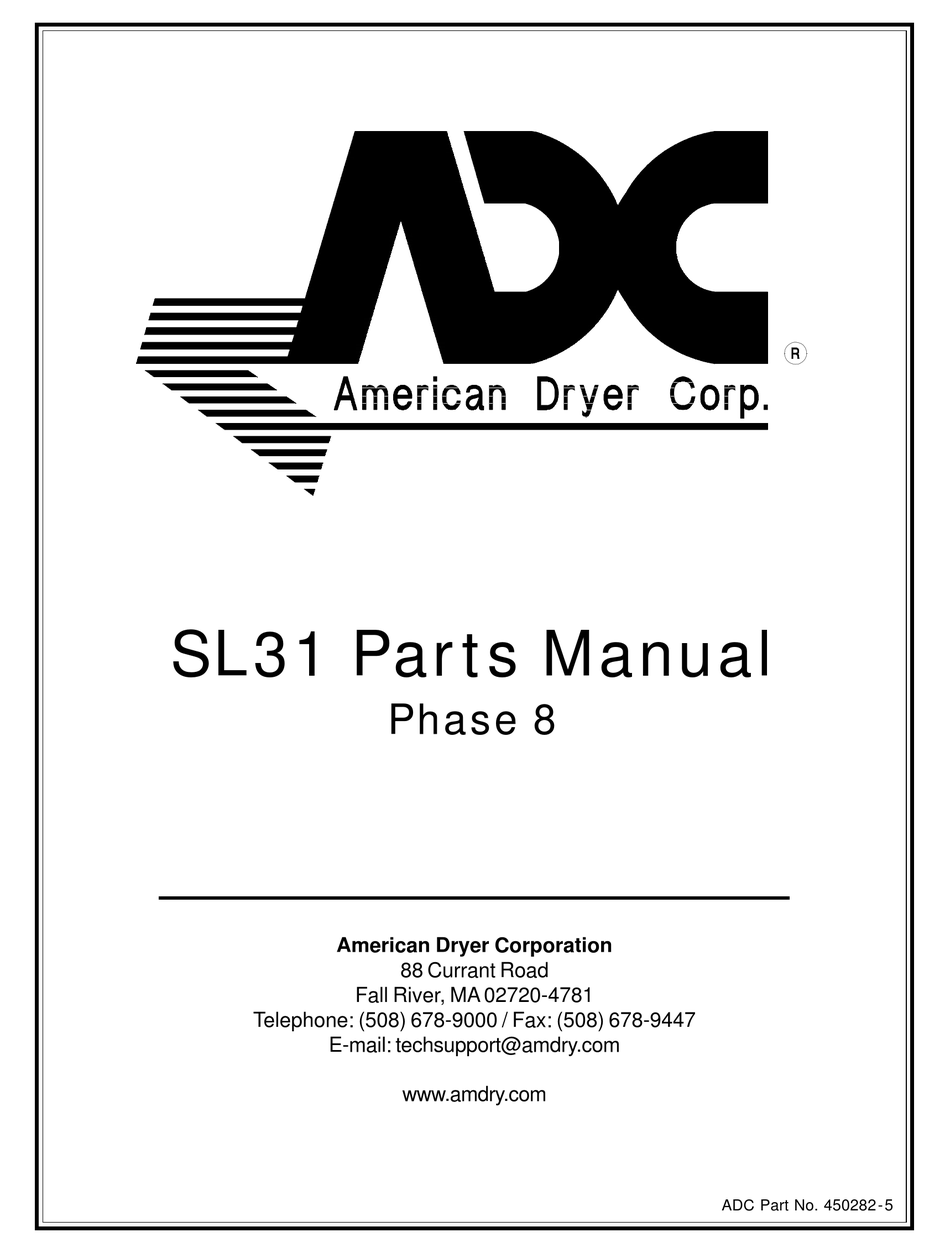 AMERICAN DRYER CORP. SL31 PARTS MANUAL Pdf Download ManualsLib
