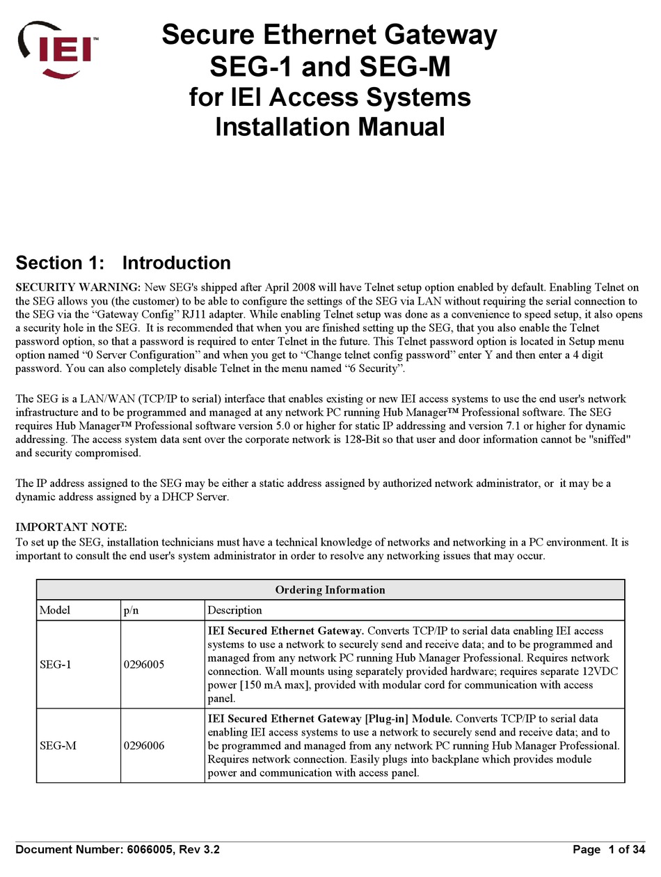 IEI TECHNOLOGY SEG1 INSTALLATION MANUAL Pdf Download ManualsLib