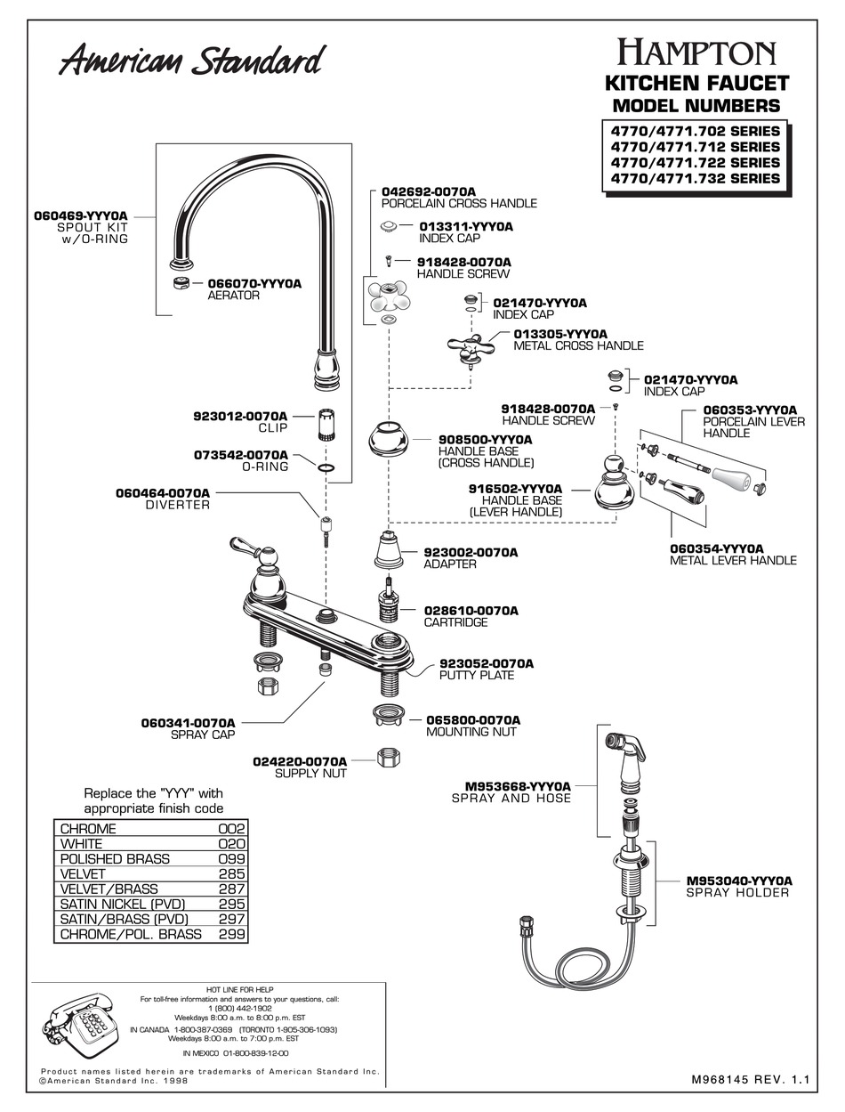 AMERICAN STANDARD 4770/4771.702 SERIES PARTS LIST Pdf Download | ManualsLib