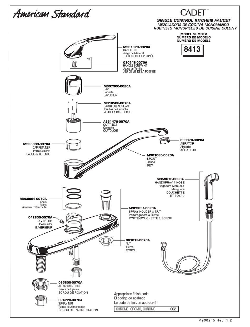 AMERICAN STANDARD CADET 8413 PARTS LIST Pdf Download | ManualsLib