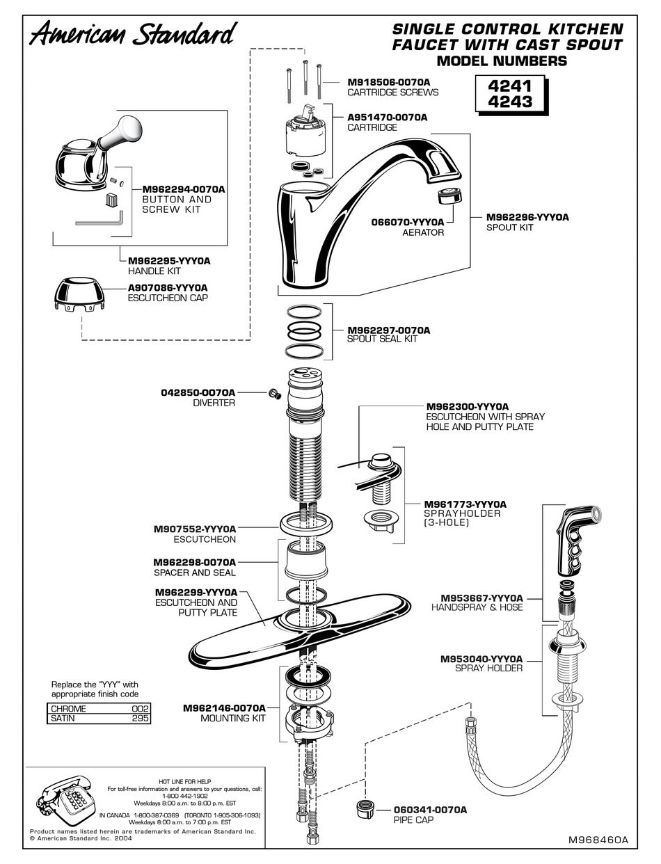 AMERICAN STANDARD M907552-YYY0A PARTS LIST Pdf Download | ManualsLib