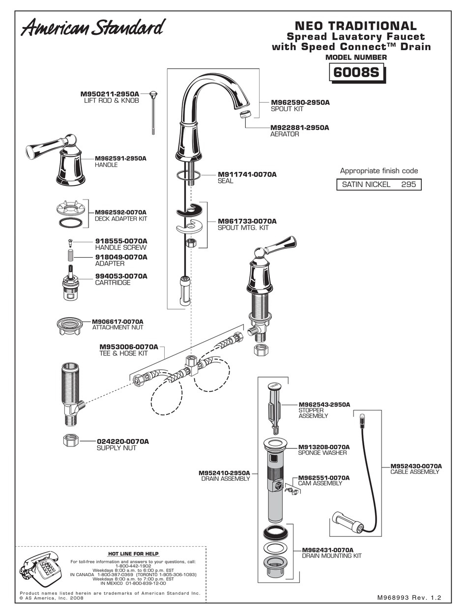 AMERICAN STANDARD NEO TRADITIONAL 6008S PARTS LIST Pdf Download ...