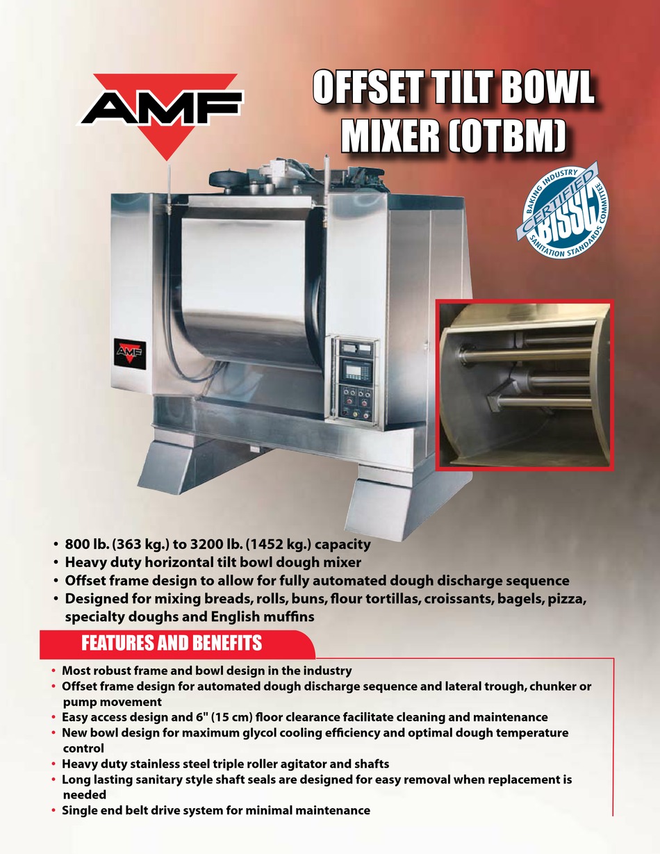 AMF OFFSET TILT BOWL MIXER (OTBM) SPECIFICATION SHEET Pdf Download ManualsLib