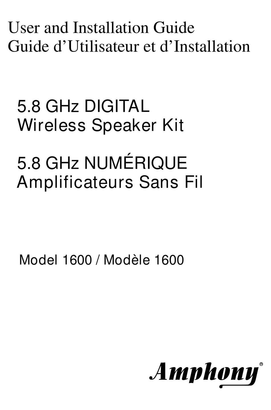 AMPHONY 1600 USER AND INSTALLATION MANUAL Pdf Download ManualsLib