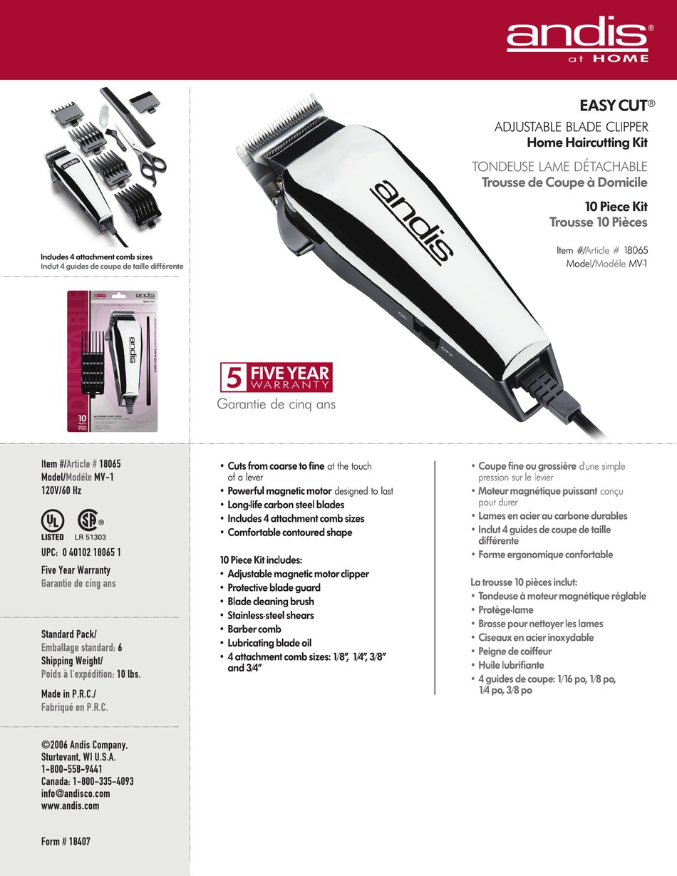 andis easycut 18065 hair clipper