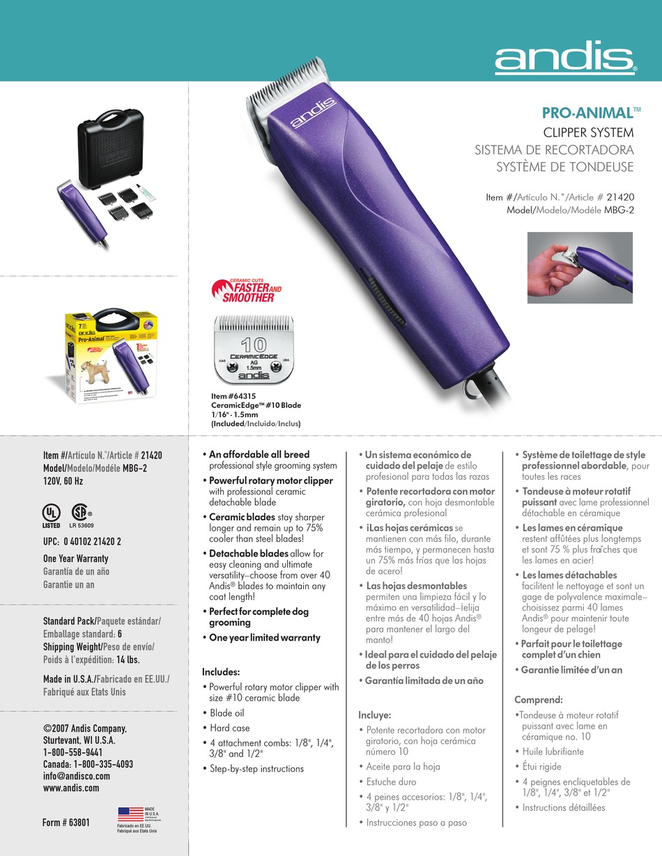 andis pro animal clippers