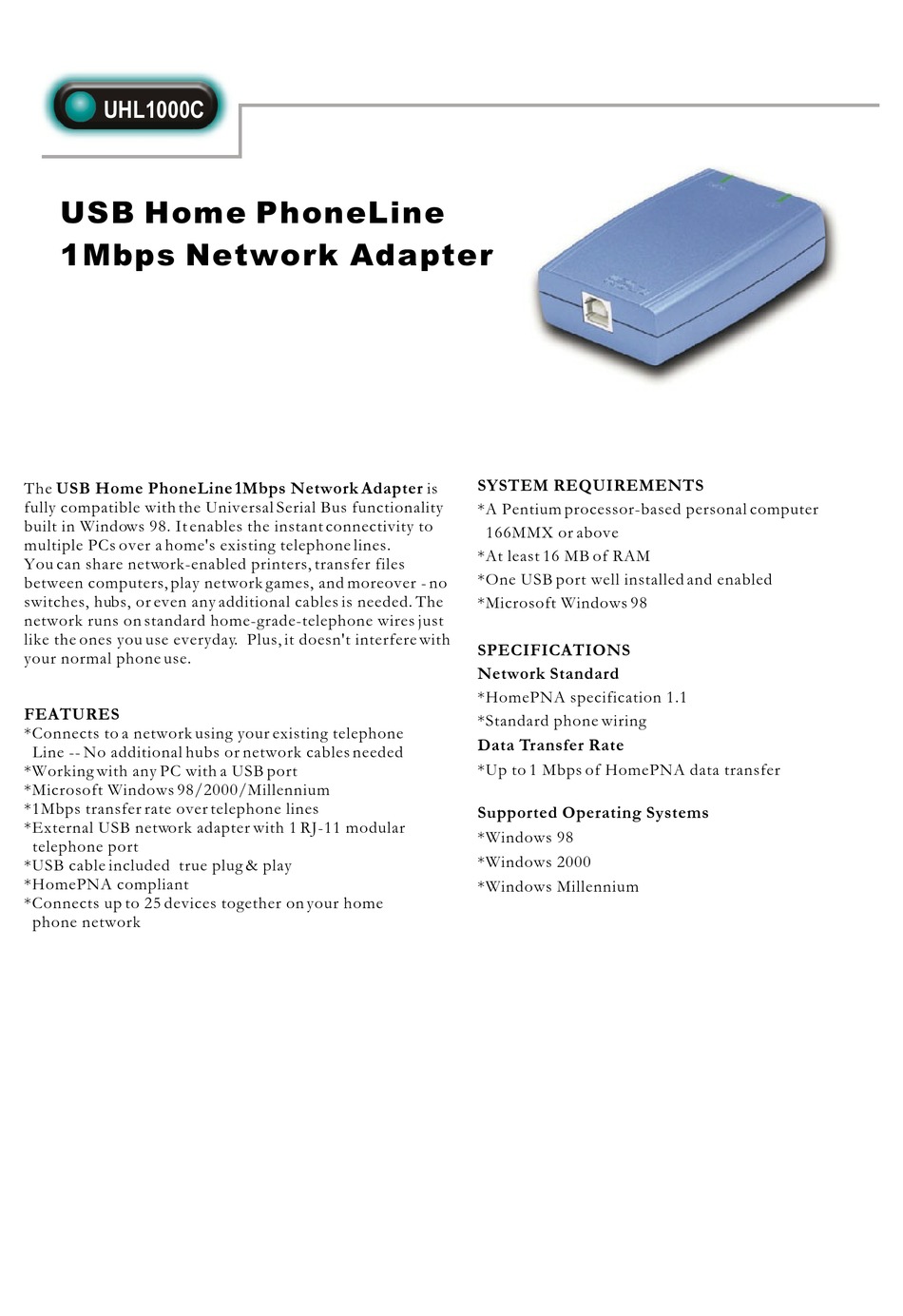 UHL1000C SPECIFICATIONS Pdf Download ManualsLib