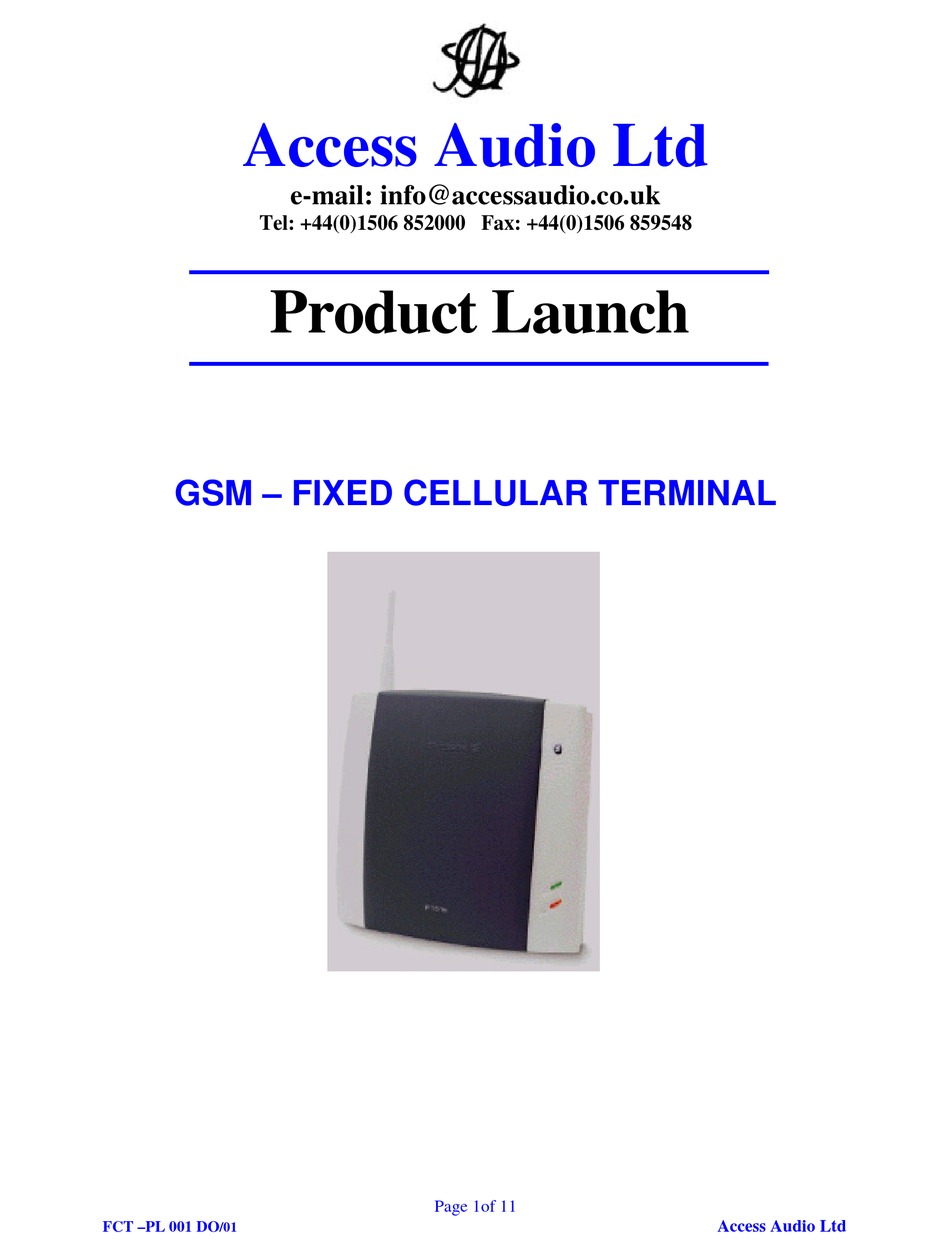 ACCESS AUDIO LTD GSM FIXED CELLULAR TERMINAL (F151S) NONE PRODUCT
