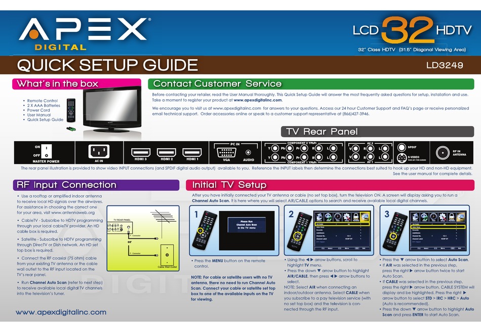 APEX DIGITAL LD3248 QUICK START MANUAL Pdf Download | ManualsLib
