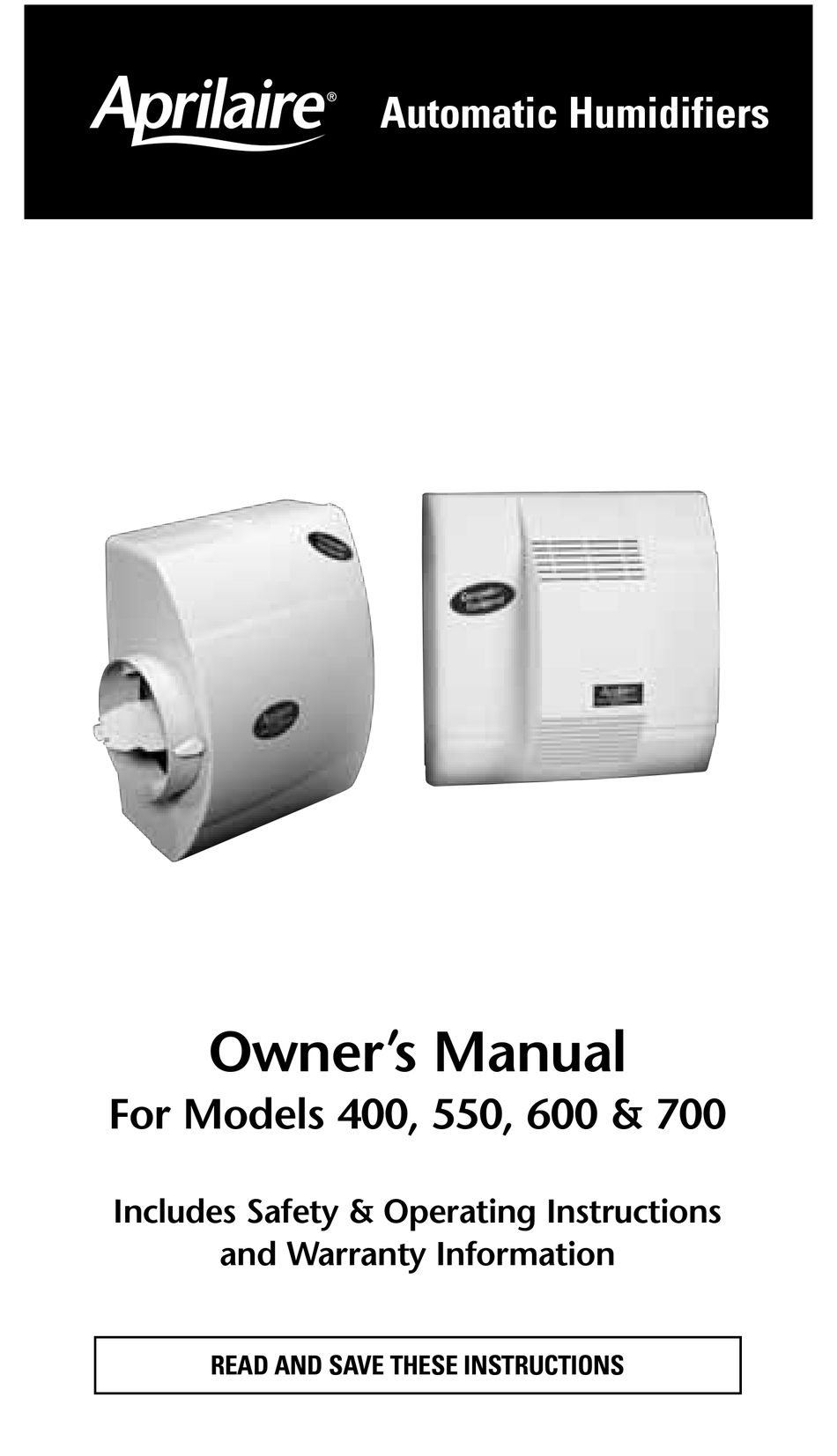 APRILAIRE 550 OWNER'S MANUAL Pdf Download | ManualsLib