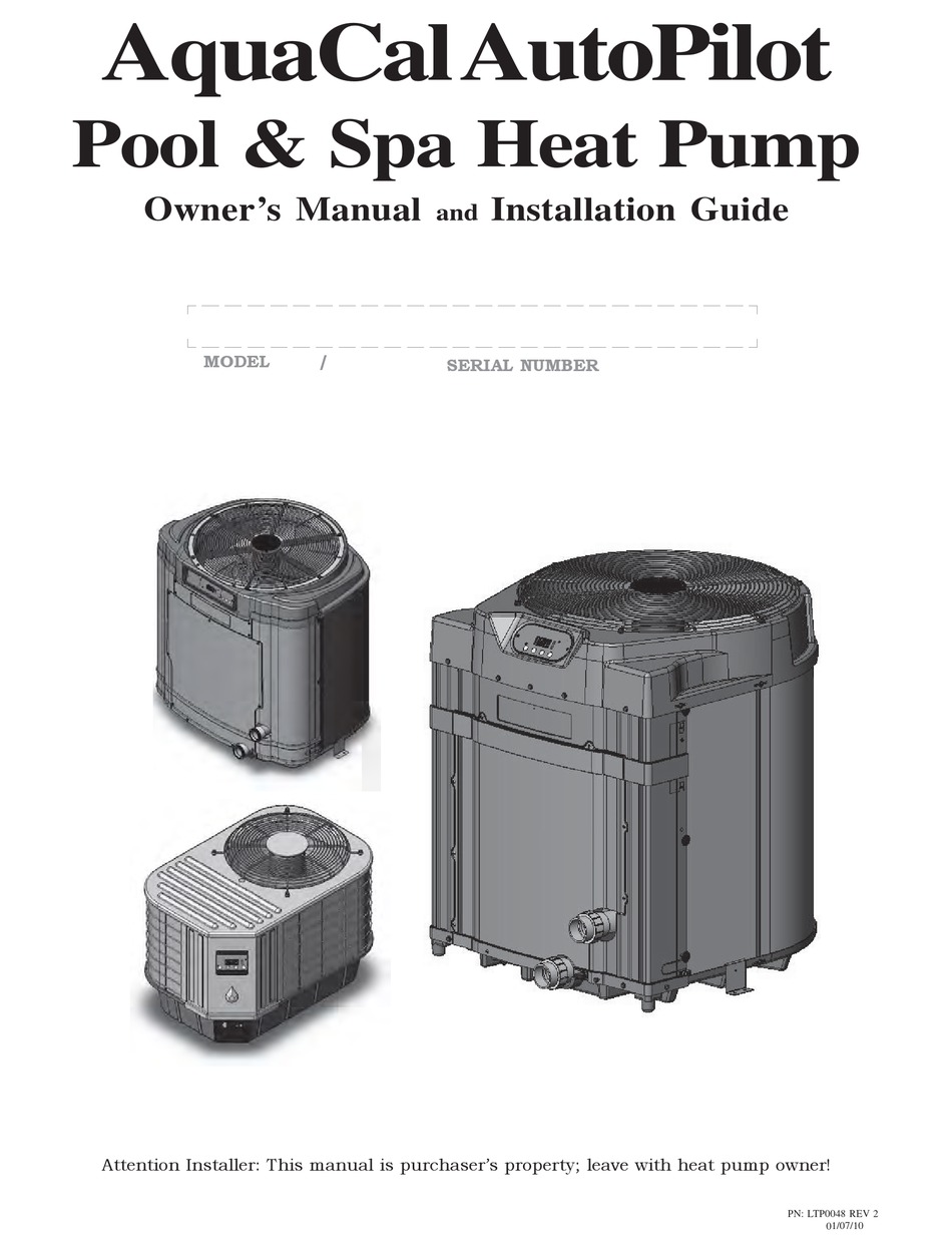 Инструкция по эксплуатации тепло. АКВАКАЛ. High Pressure Switch Heat Pump. Manual Pump