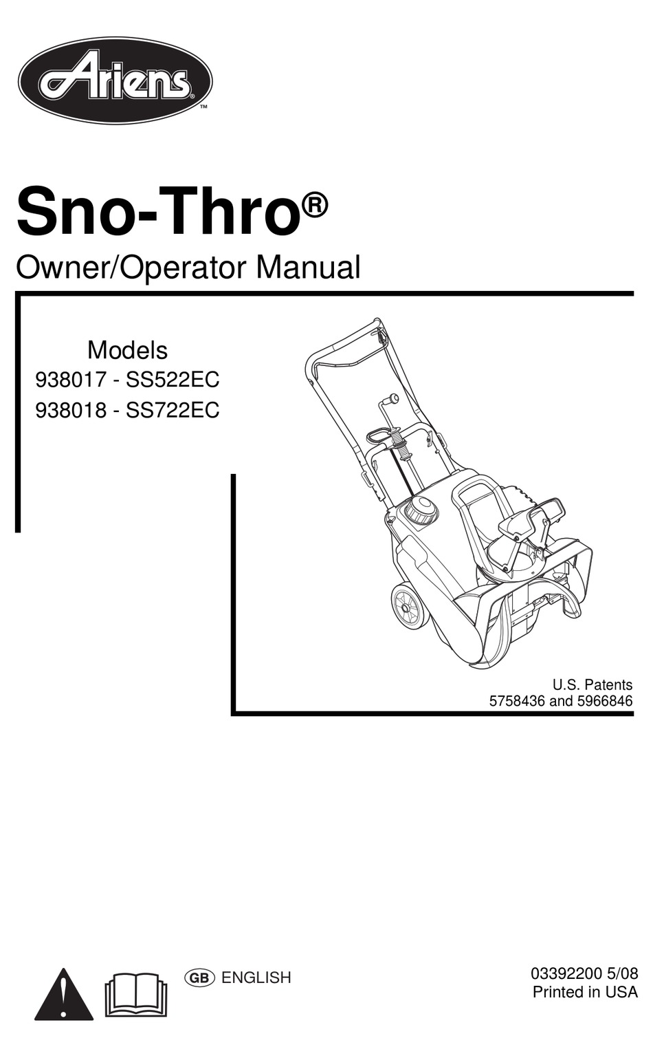 Ariens Sno Thro Ss Ec Owner S Operator S Manual Pdf Download