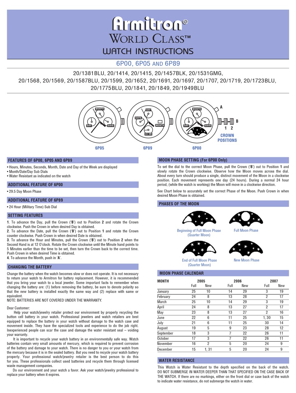 ARMITRON 6P00 INSTRUCTIONS Pdf Download ManualsLib