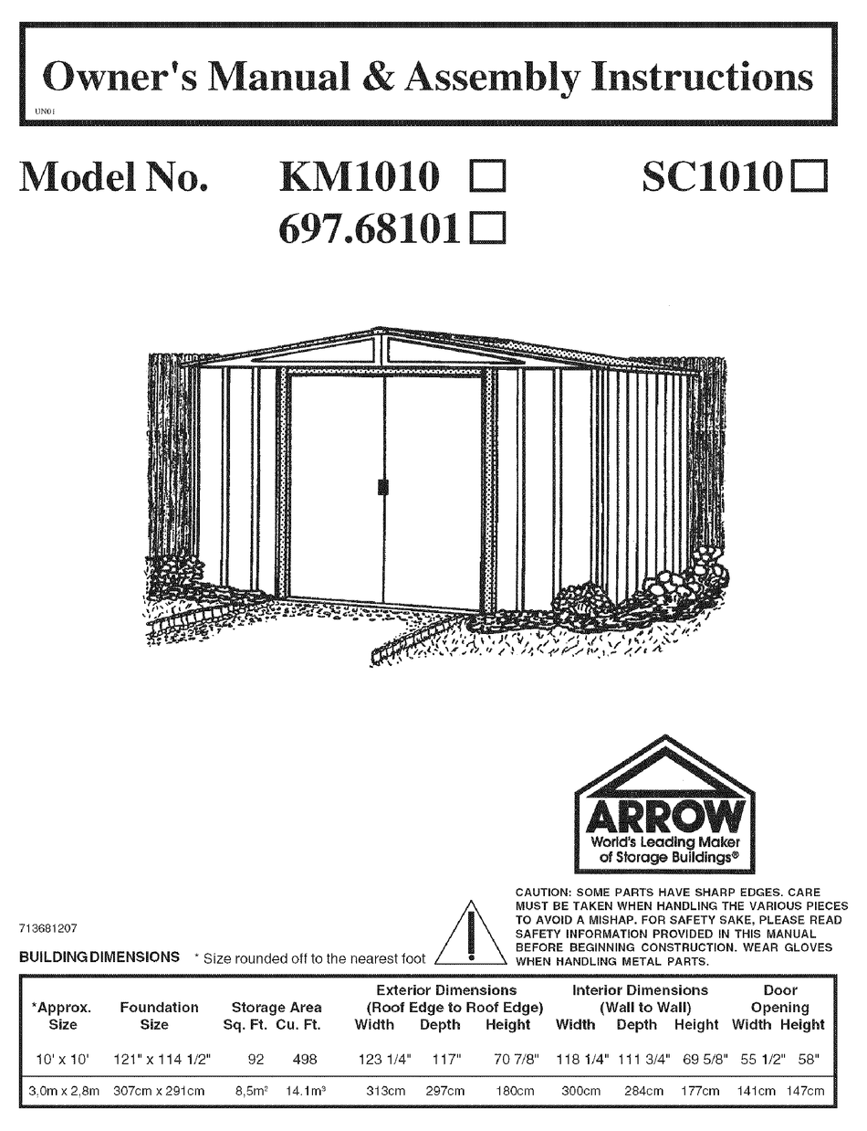 ARROW STORAGE PRODUCTS 697 OWNER'S MANUAL & ASSEMBLY INSTRUCTIONS Pdf Download ManualsLib