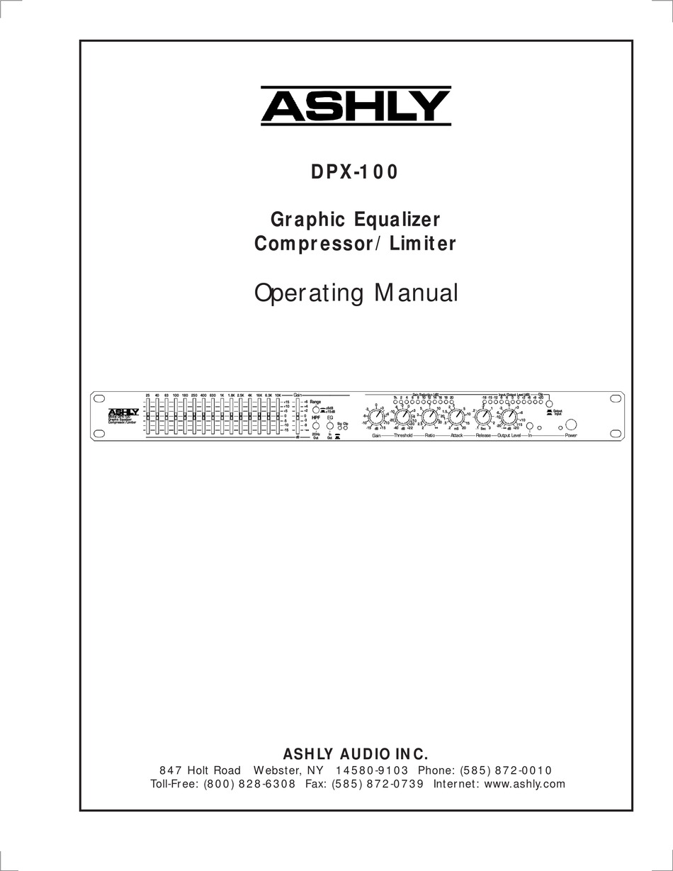 ASHLY DPX-100 OPERATING MANUAL Pdf Download | ManualsLib