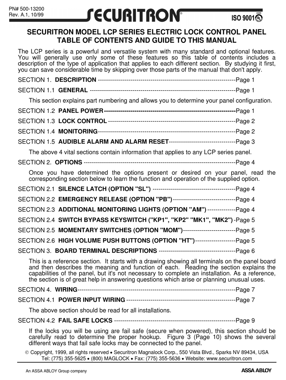 ASSA ABLOY ELECTRIC LOCK MANUAL Pdf Download ManualsLib