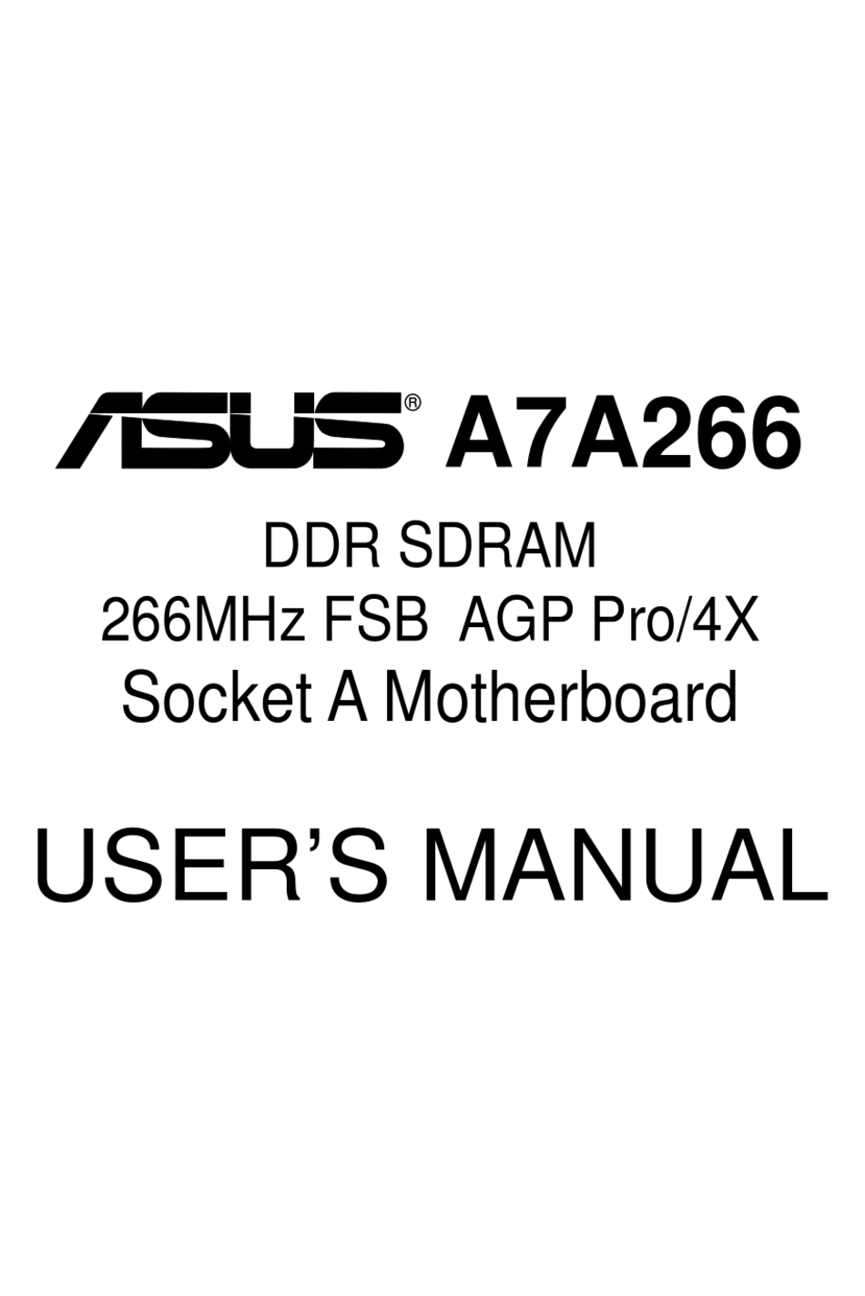 Asus A7a266 User Manual Pdf Download Manualslib