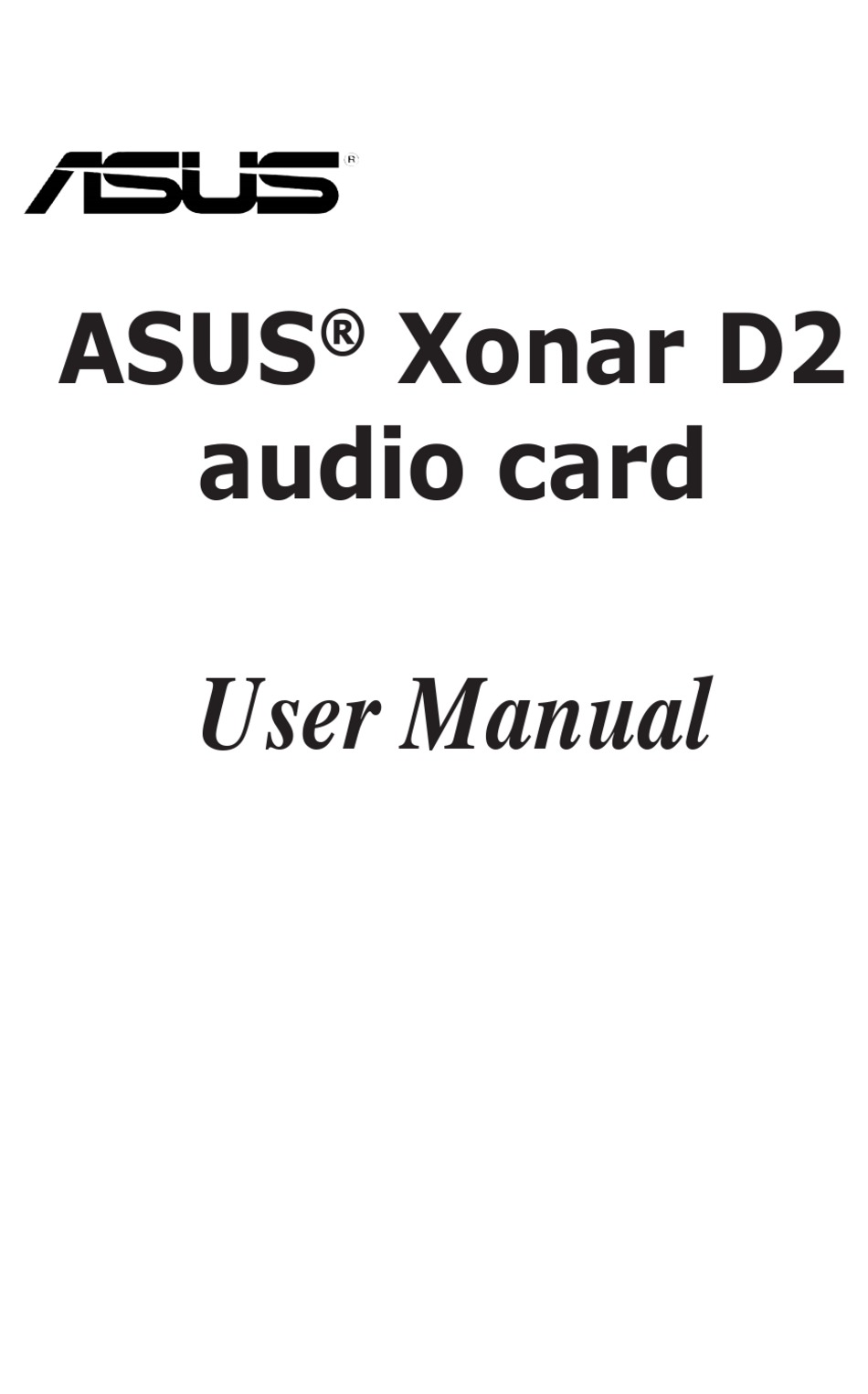 Asus Audio Card Xonar D2 User Manual Pdf Download Manualslib