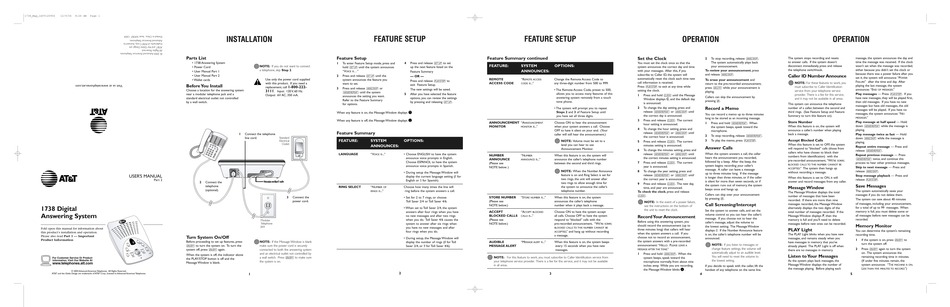 AT&T ATT1738 USER MANUAL Pdf Download | ManualsLib