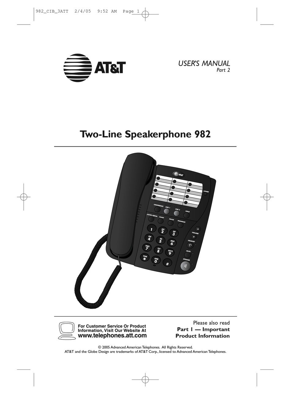 AT&T 982 USER MANUAL Pdf Download | ManualsLib
