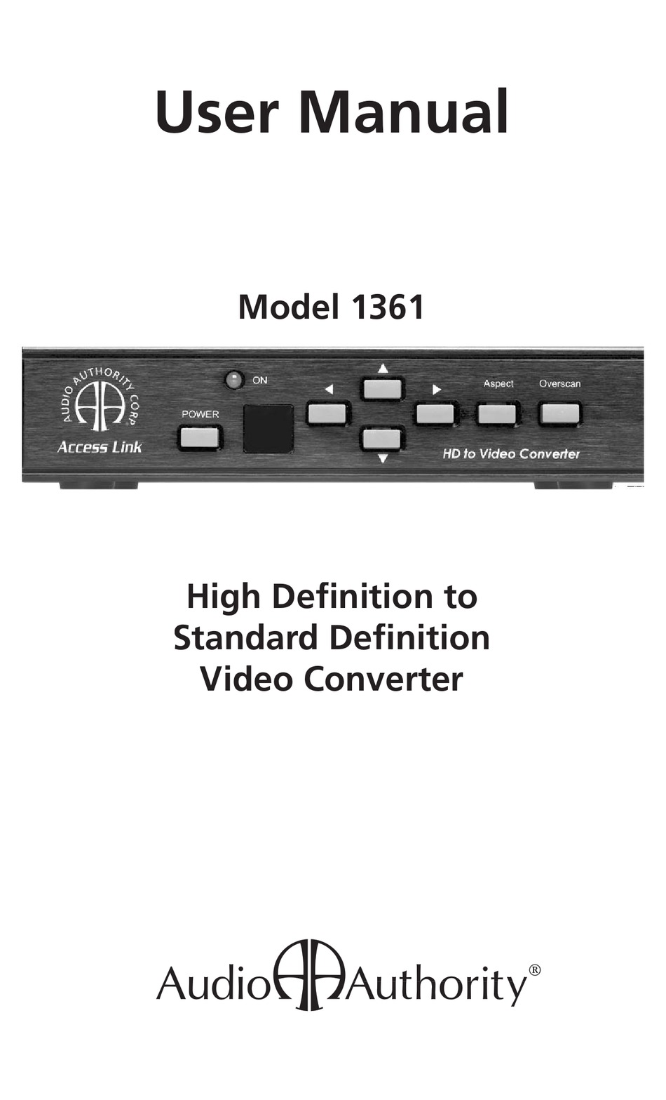 AUDIO AUTHORITY 1361 USER MANUAL Pdf Download ManualsLib