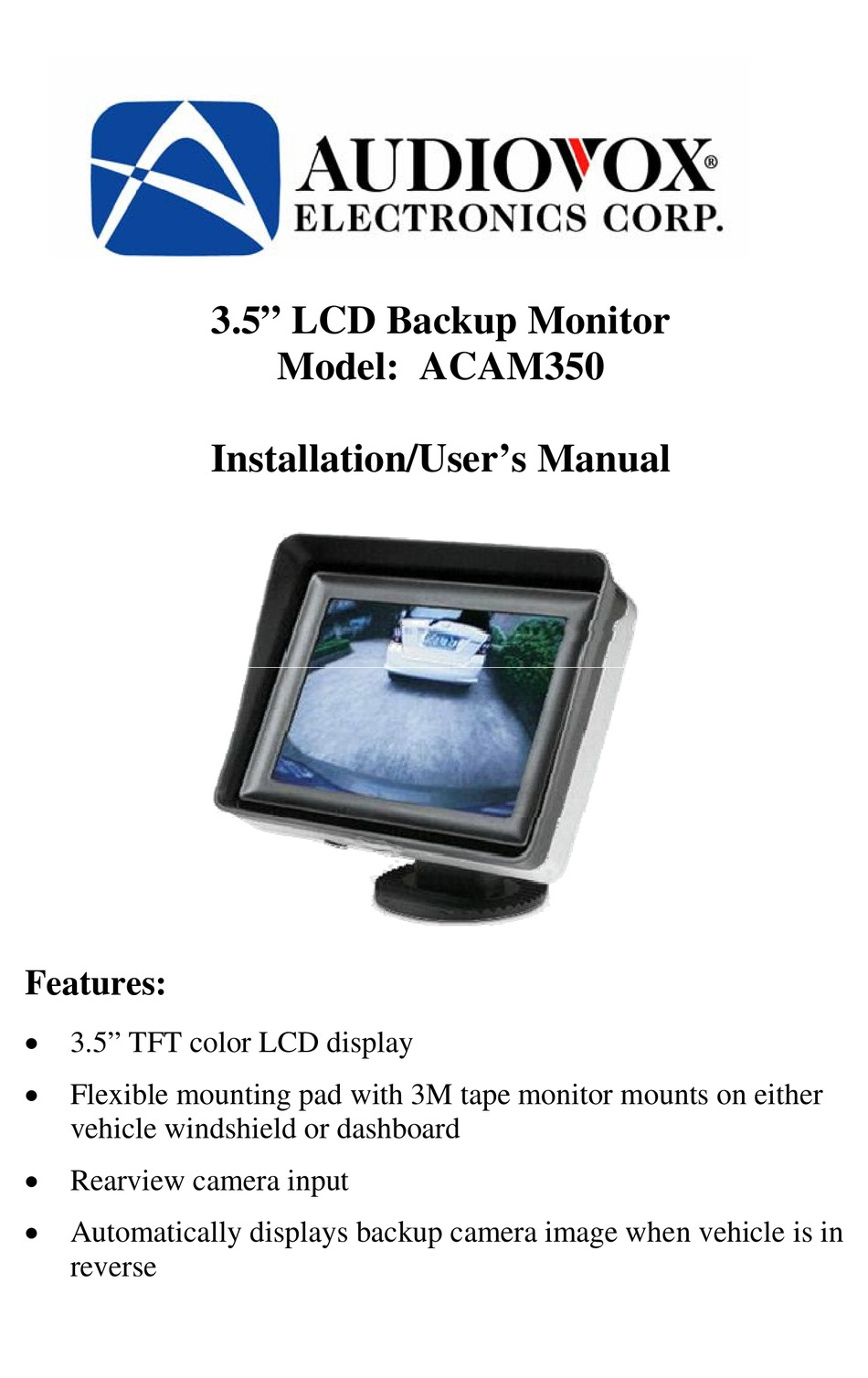 Audiovox Acam350 Installation User Manual Pdf Download Manualslib