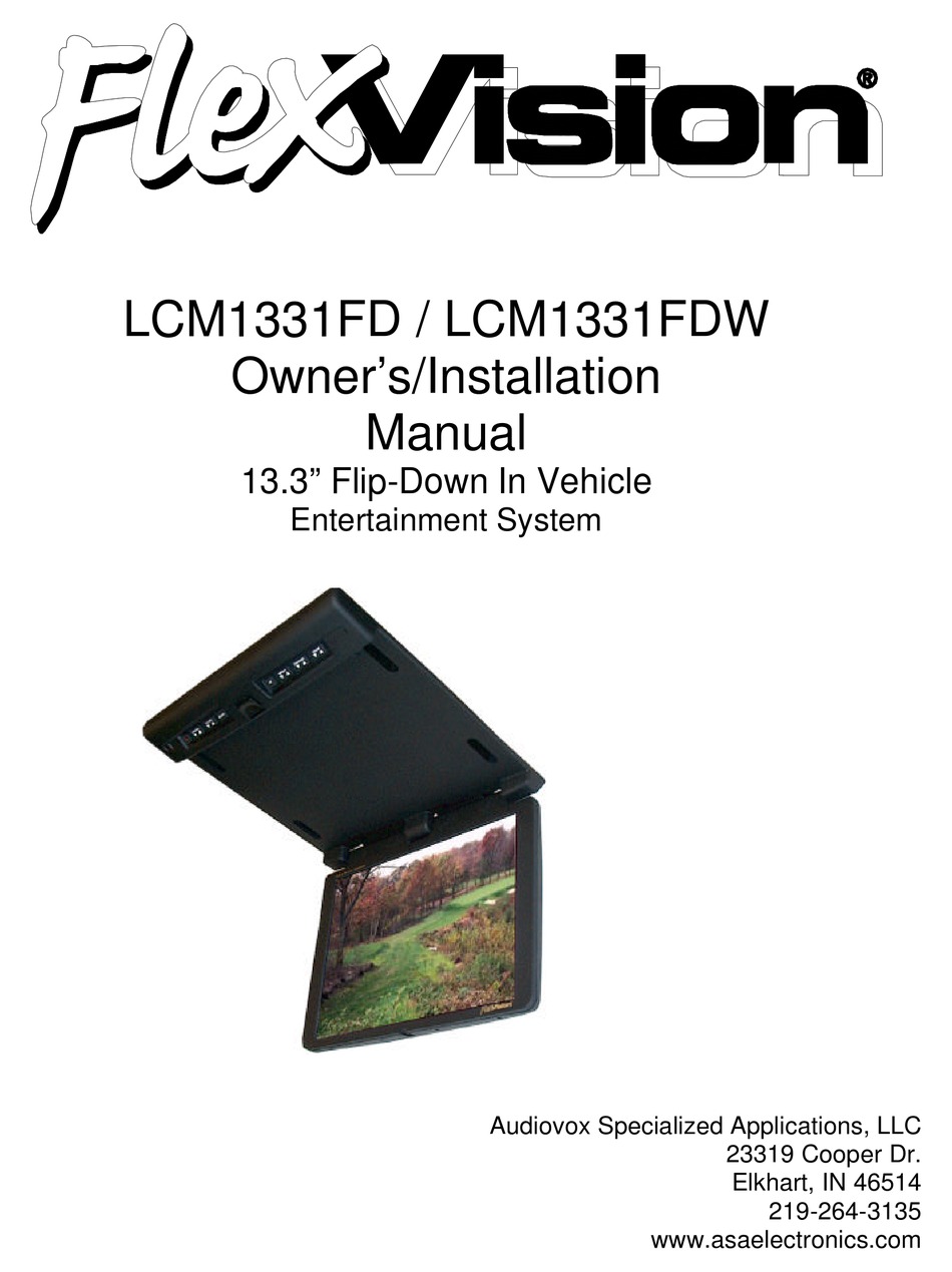 AUDIOVOX FLEXVISION LCM1331FD OWNERS & INSTALLATION MANUAL Pdf Download