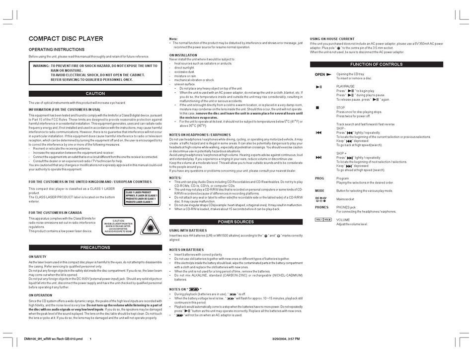 AUDIOVOX DM8100_9H_WRW OPERATING INSTRUCTIONS Pdf Download | ManualsLib