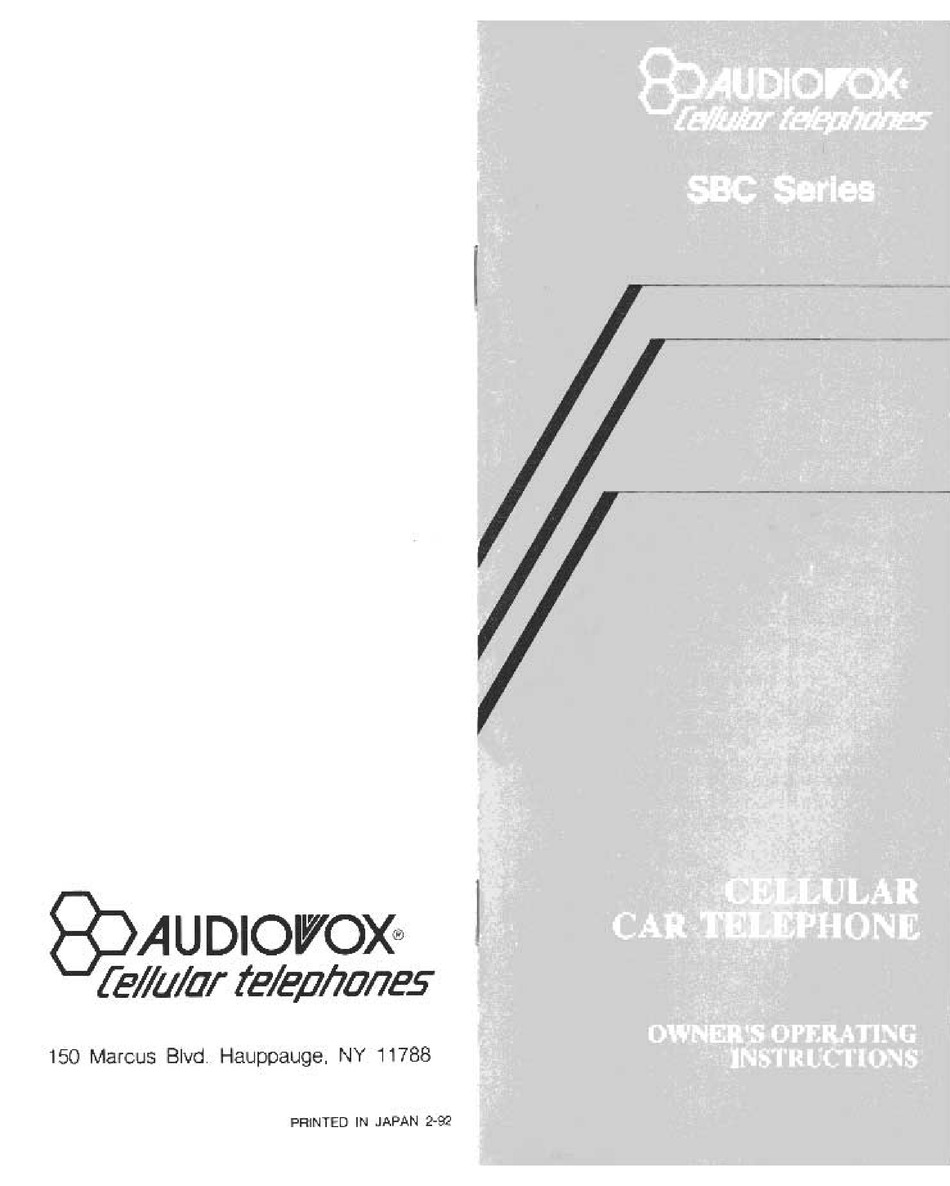 AUDIOVOX SBC SERIES OPERATING INSTRUCTIONS MANUAL Pdf Download | ManualsLib