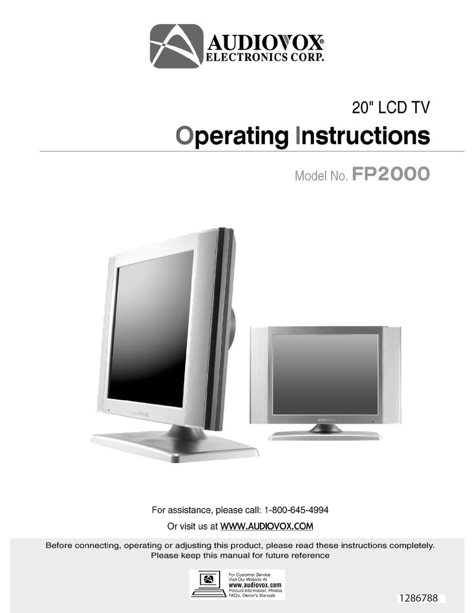 AUDIOVOX FP2000 OPERATING INSTRUCTIONS MANUAL Pdf Download ManualsLib