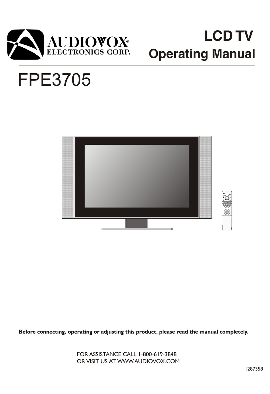 AUDIOVOX FPE3705 OPERATING MANUAL Pdf Download | ManualsLib