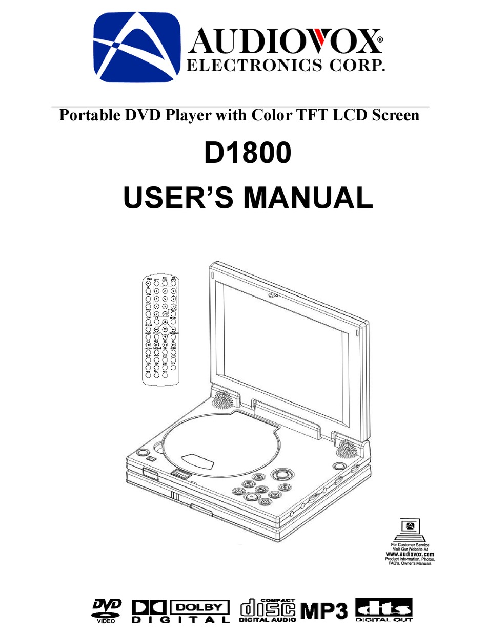 AUDIOVOX D1800 USER MANUAL Pdf Download | ManualsLib