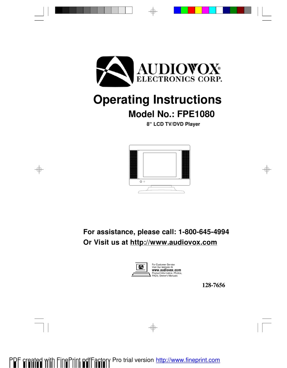 AUDIOVOX FPE1080 OPERATING INSTRUCTIONS MANUAL Pdf Download | ManualsLib