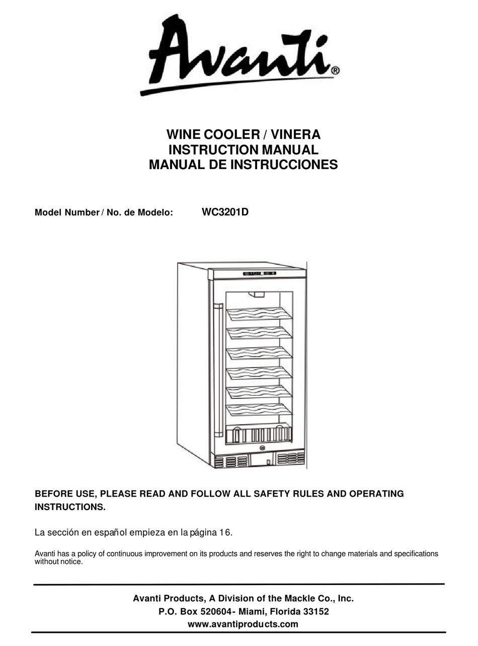 Avanti Wc3201d Instruction Manual Pdf Download Manualslib