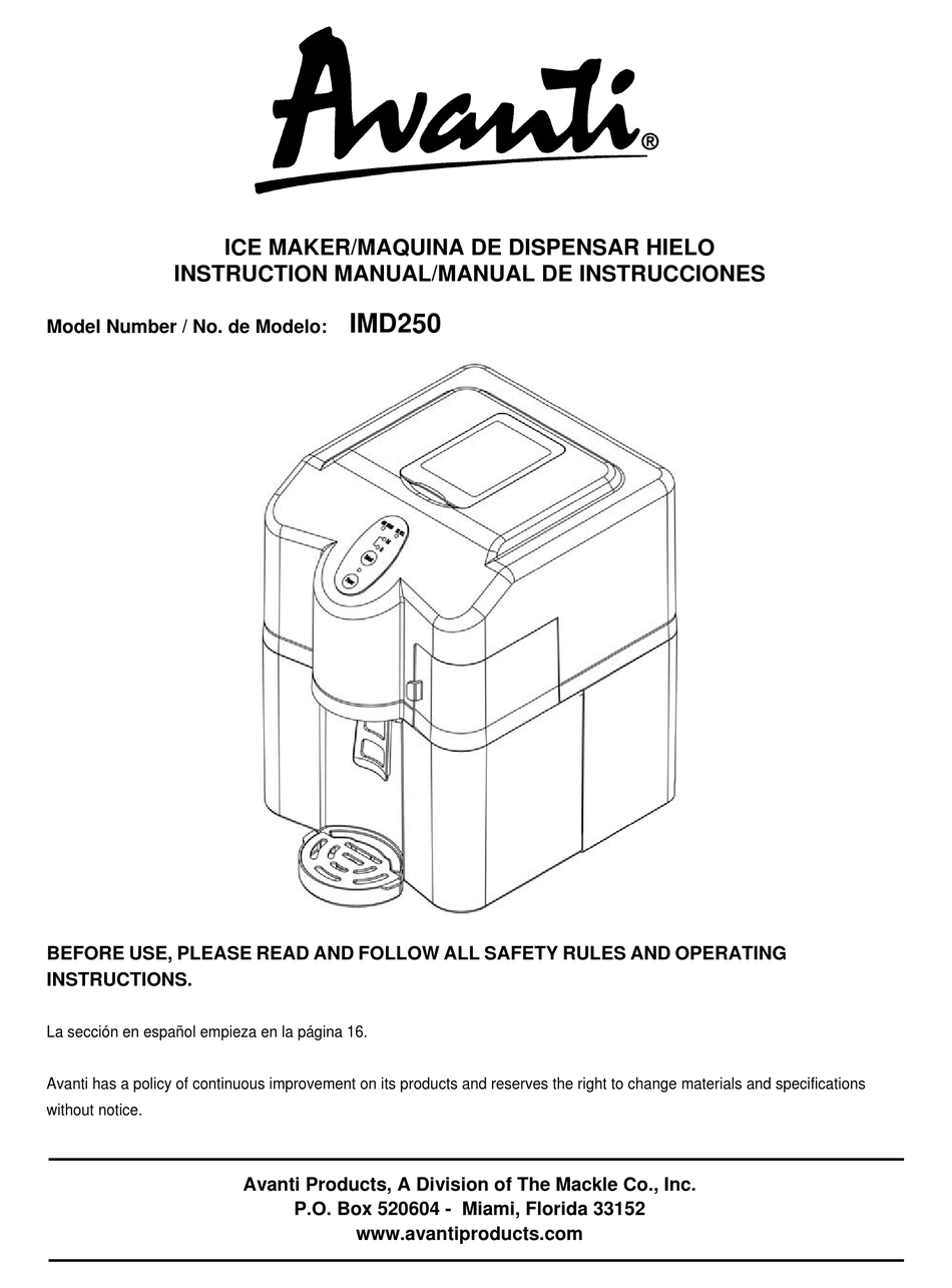AVANTI IMD250 INSTRUCTION MANUAL Pdf Download ManualsLib