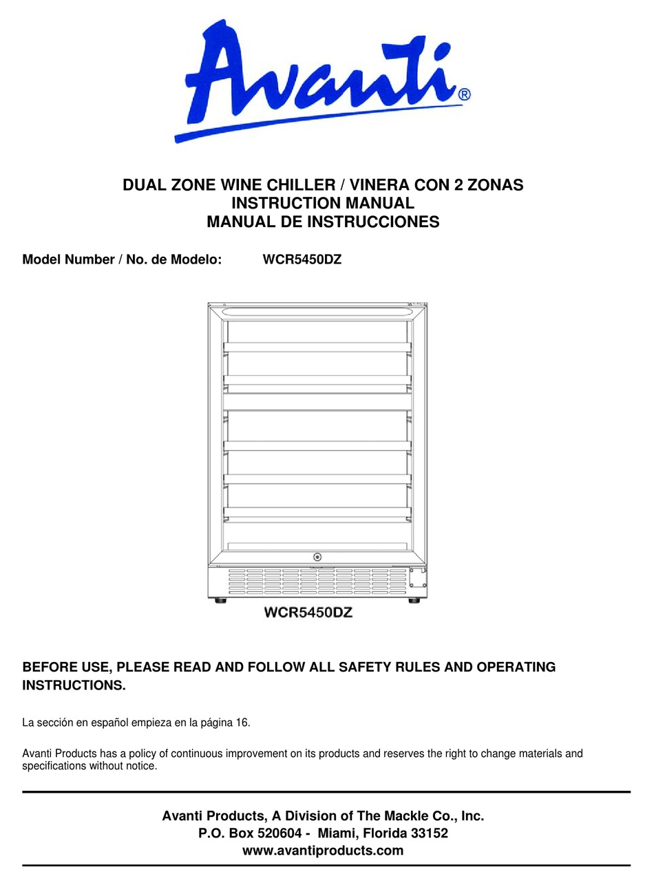 Avanti Wcr5450dz Instruction Manual Pdf Download Manualslib