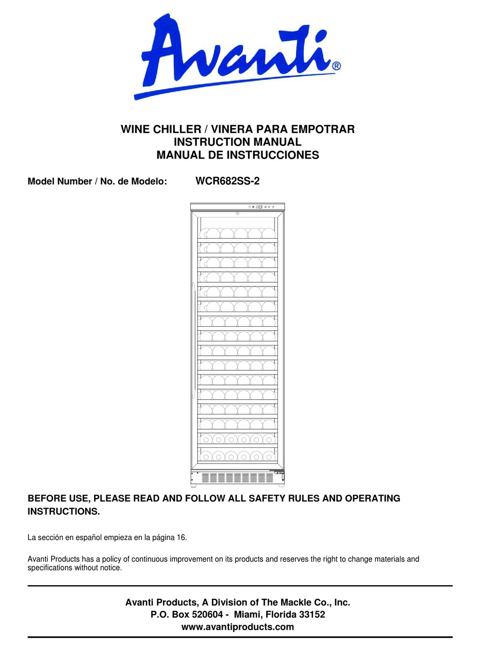 Avanti Wcr682ss 2 Instruction Manual Pdf Download Manualslib