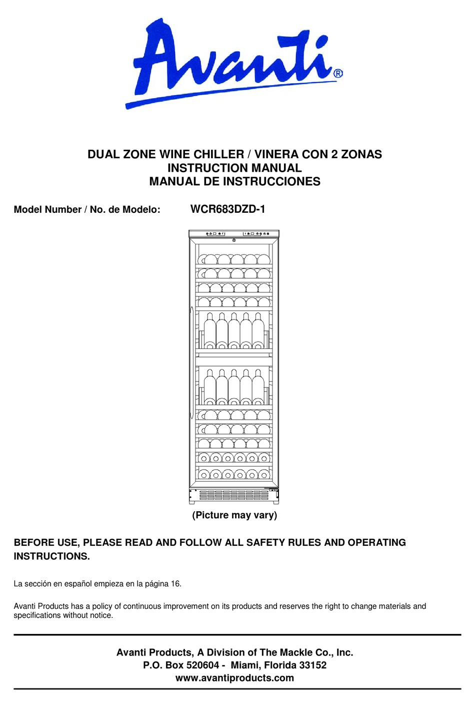 AVANTI WCR683DZD1 INSTRUCTION MANUAL Pdf Download ManualsLib