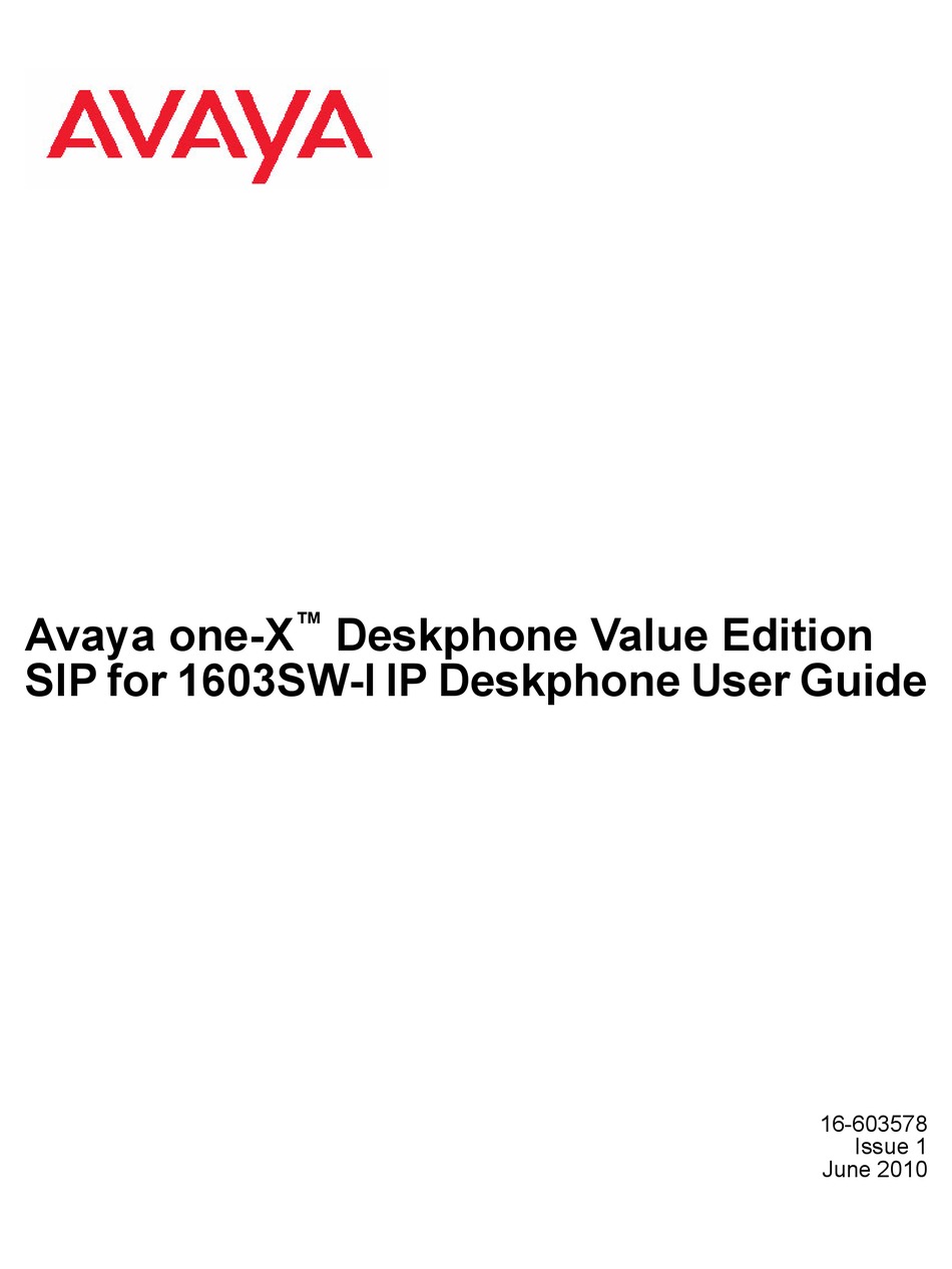 AVAYA ONE-X 16-603578 USER MANUAL Pdf Download | ManualsLib