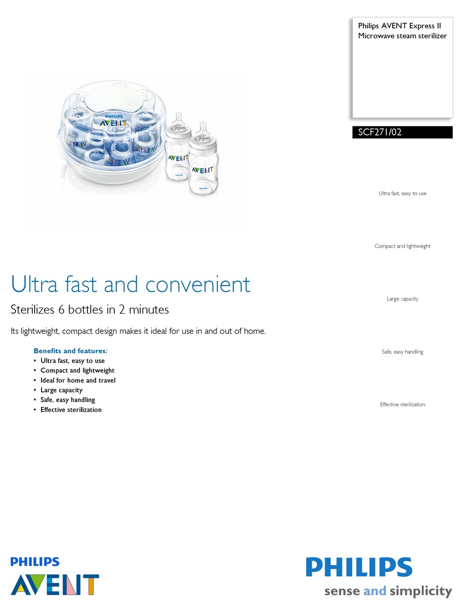 Philips Avent Express Ii Scf271 02 Product Manual Pdf Download Manualslib