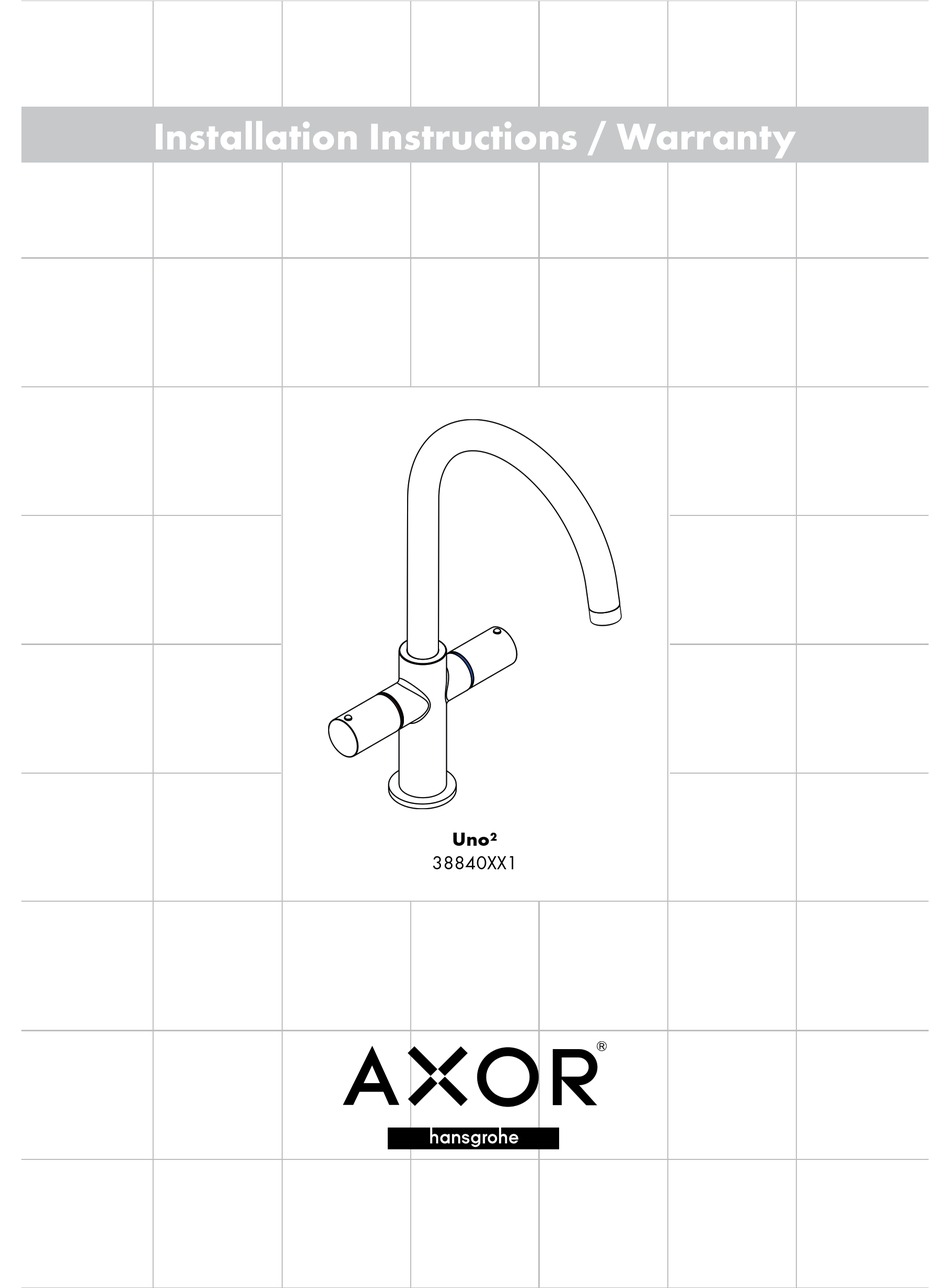 AXOR TWOHANDLE SINK FAUCET 38840XX1 INSTALLATION INSTRUCTIONS