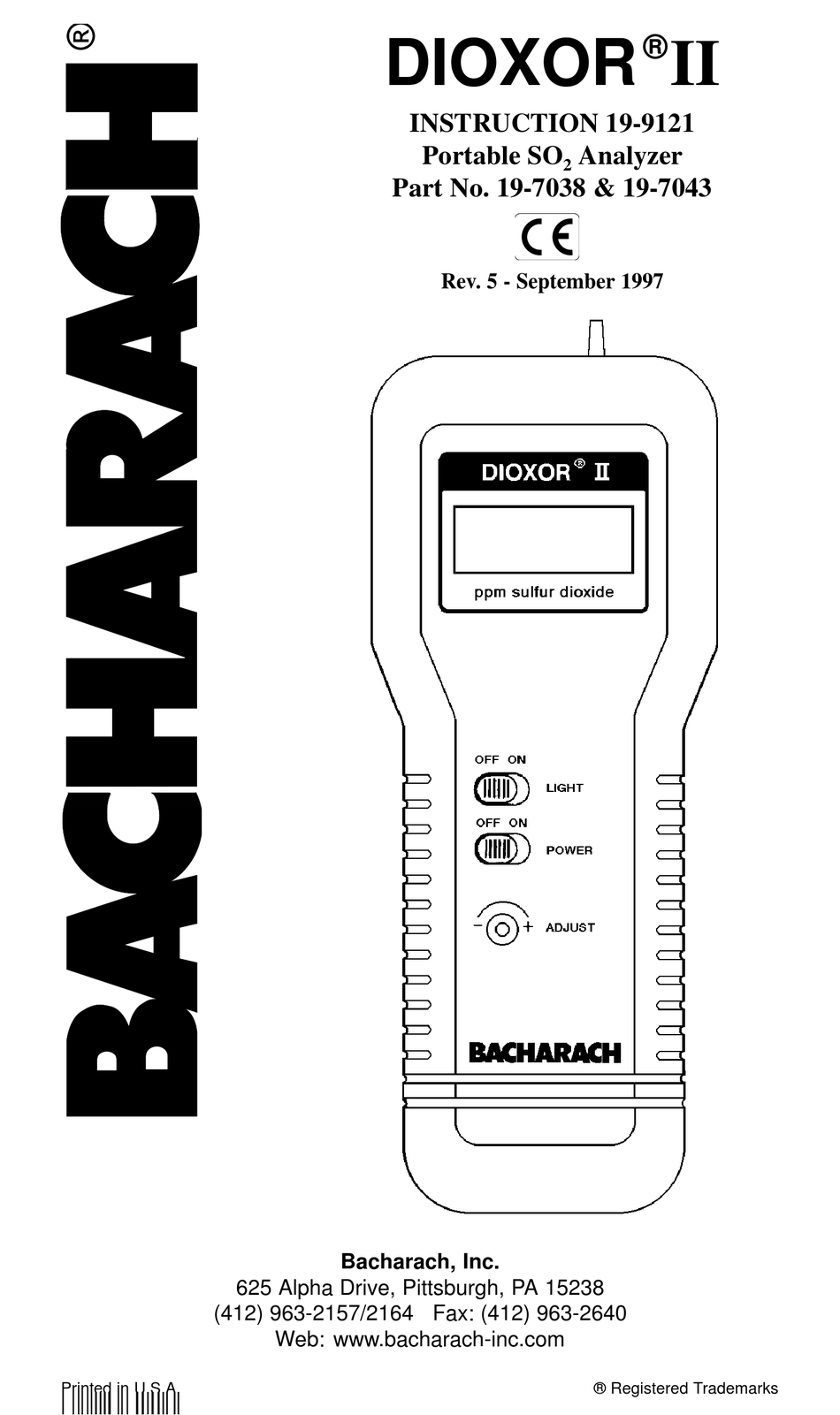 BACHARACH DIOXOR 197038 INSTRUCTIONS MANUAL Pdf Download ManualsLib