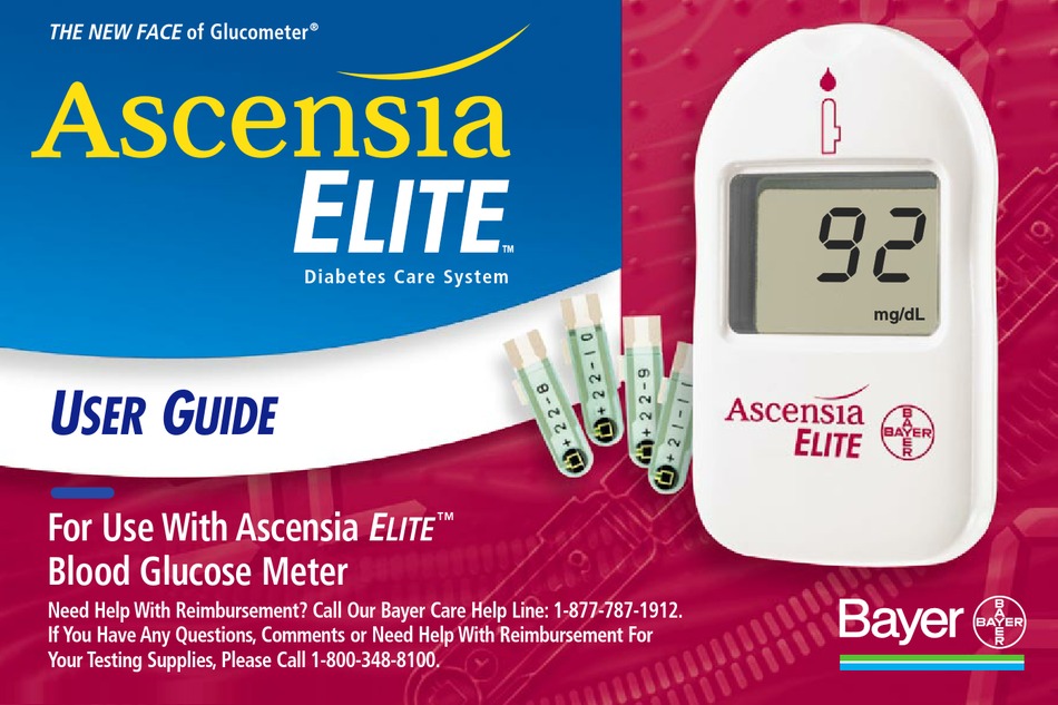 BAYER HEALTHCARE ASCENSIA ELITE BLOOD GLUCOSE METER MODEL ASCENSIA