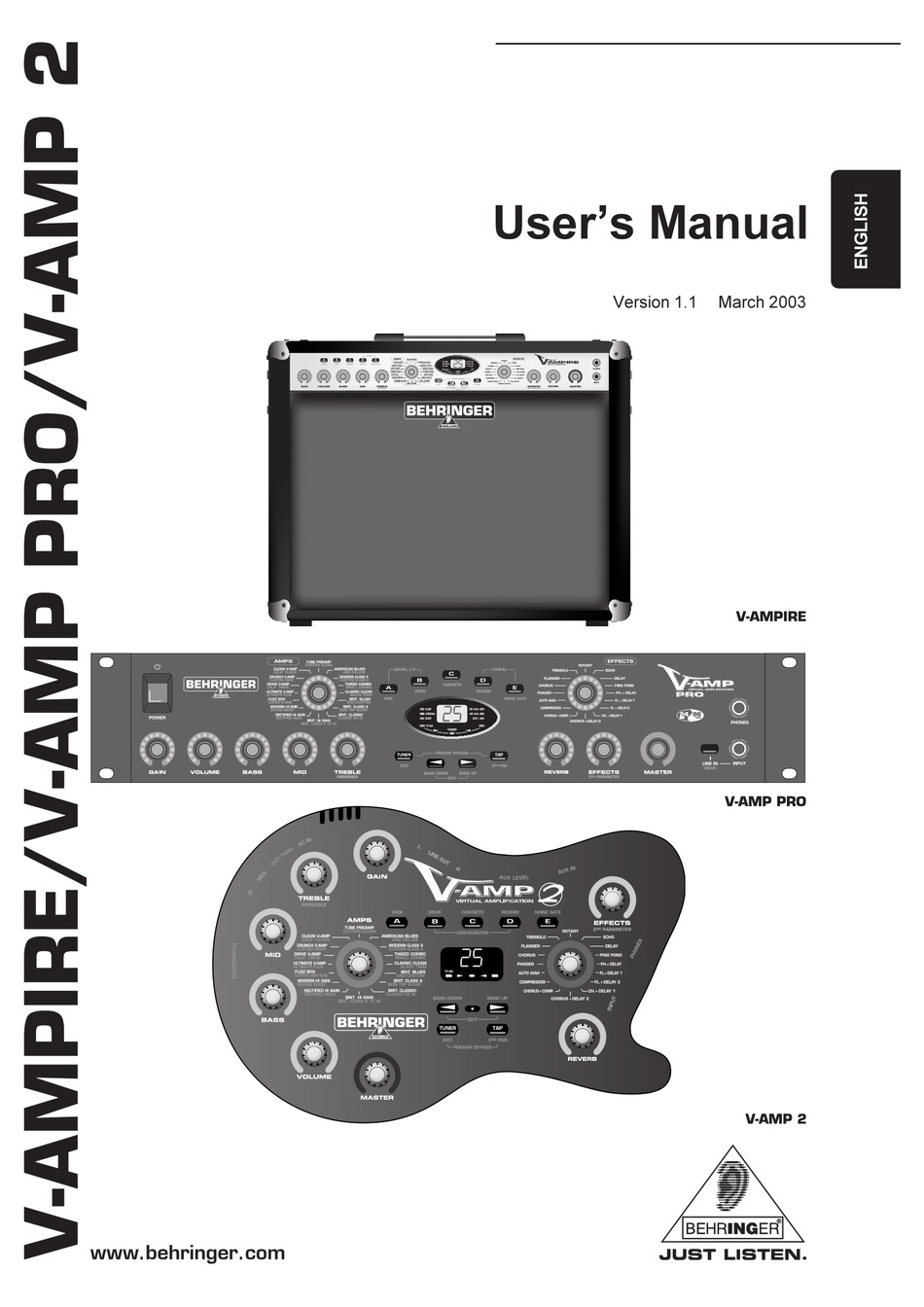 Behringer V Amp 2 User Manual Pdf Download Manualslib