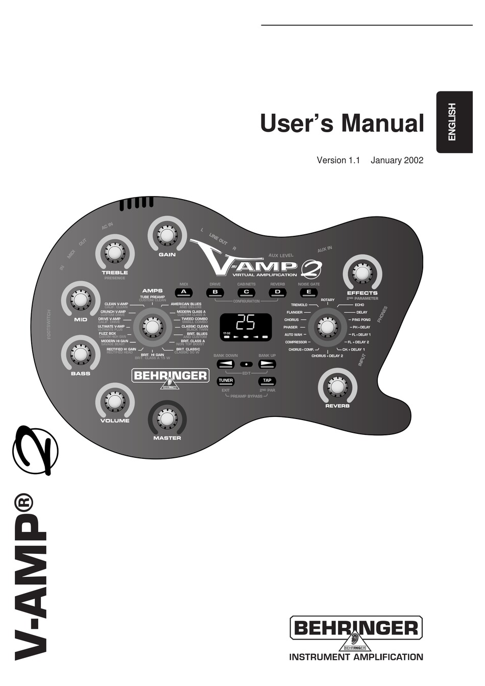 Behringer V Amp2 User Manual Pdf Download Manualslib