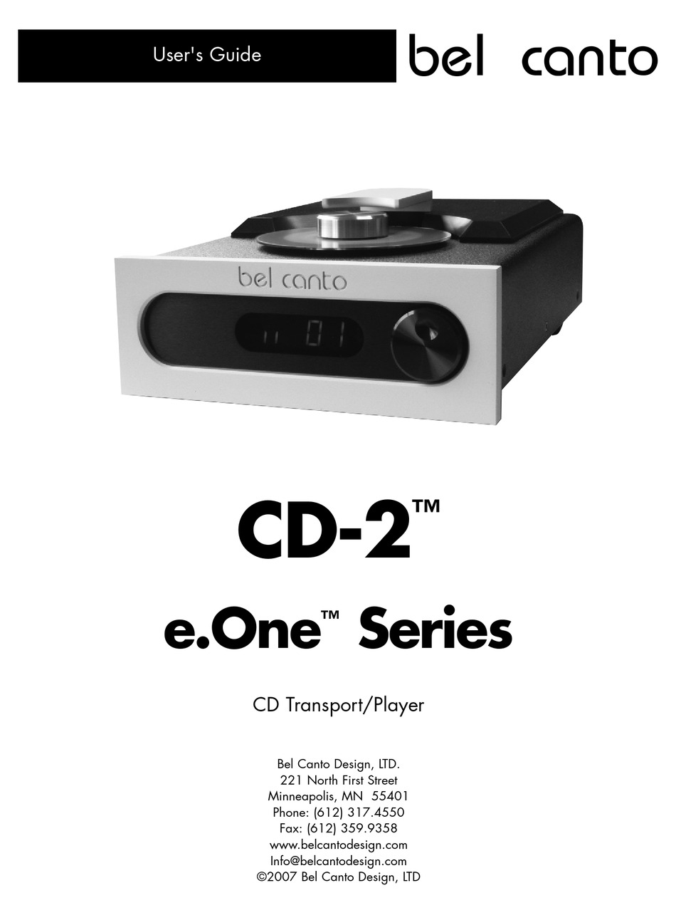 Bel Canto Cd 2 User Manual Pdf Download Manualslib Bel Canto Cd 2 User Manual Pdf Download Manualslib