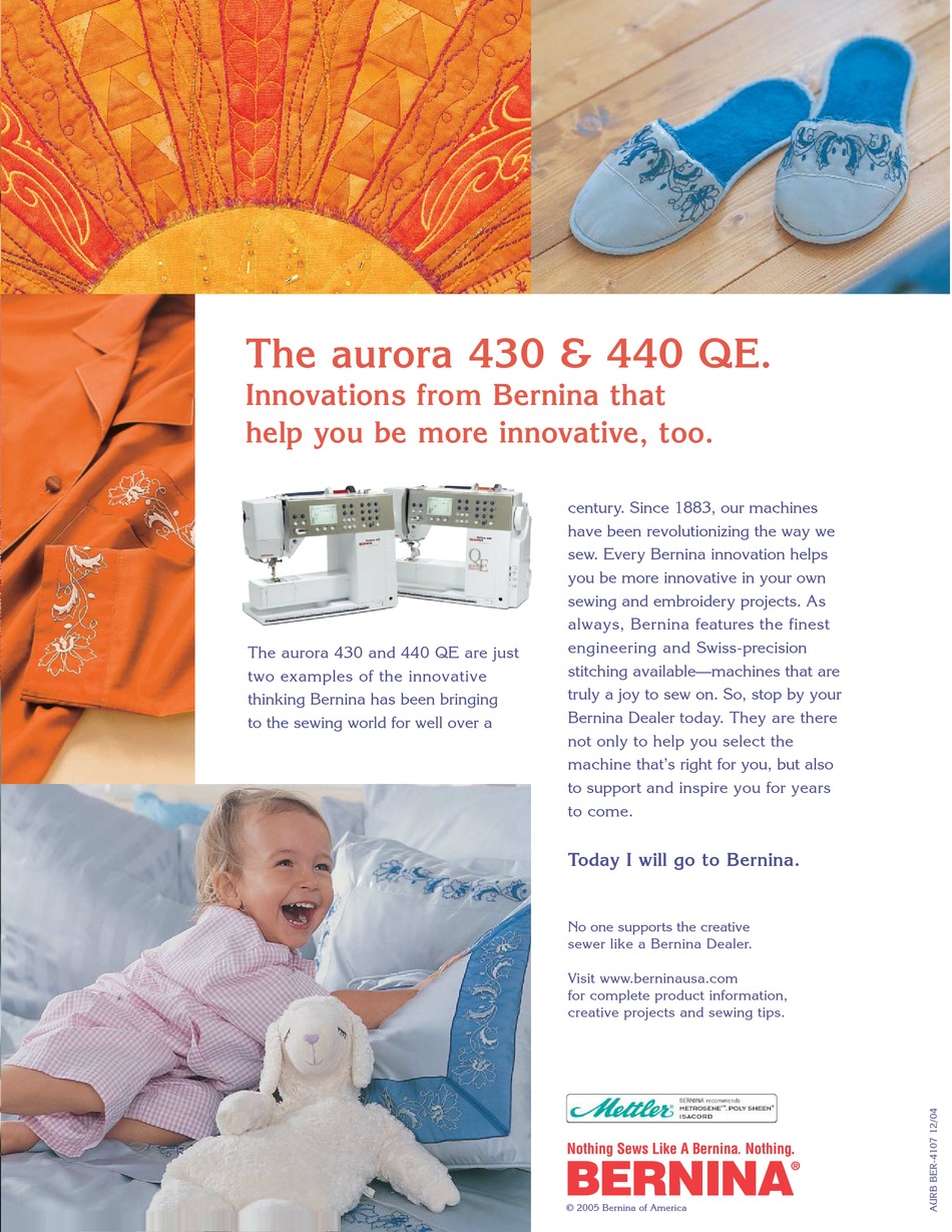 BERNINA AURORA 440 QE BROCHURE & SPECS Pdf Download | ManualsLib